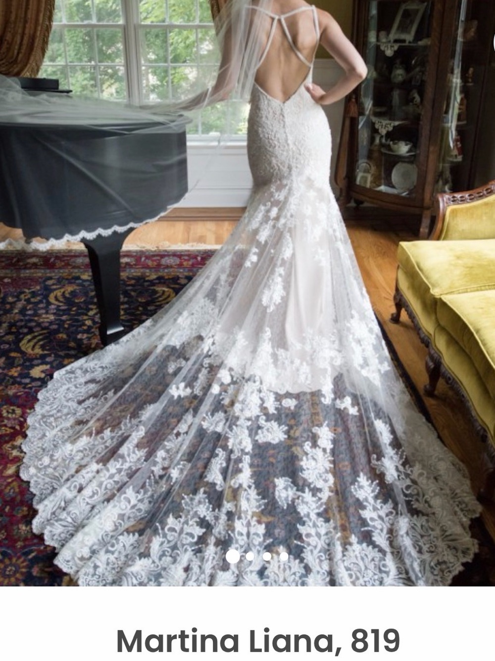 Martina Liana Ivory Lace Mermaid Fit N Flare Gown with lace train